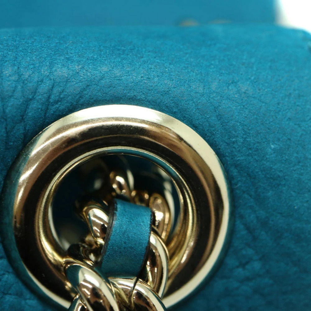 GUCCI Soho Chain Shoulder Bag GG Suede Blue - Picture 6 of 6